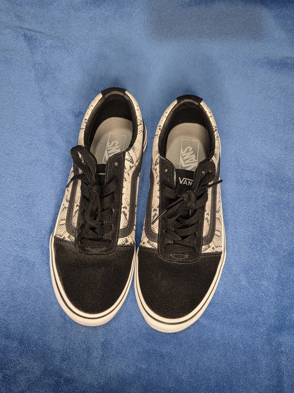 Vans Black Suede & Gray Iridescent Snake-Print Old Skool Sneakers